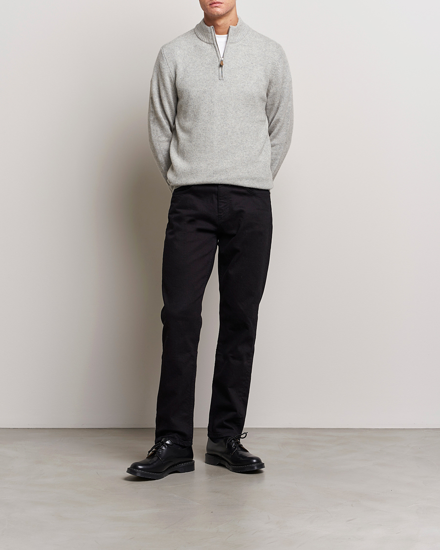 Hombres | Jerséis y prendas de punto | Stenströms | Patterned Yak Merino Half-Zip Grey