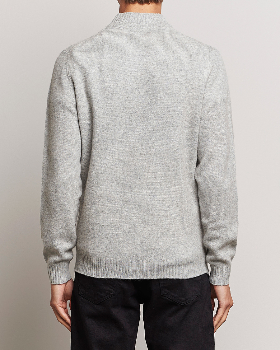 Hombres | Jerséis y prendas de punto | Stenströms | Patterned Yak Merino Half-Zip Grey
