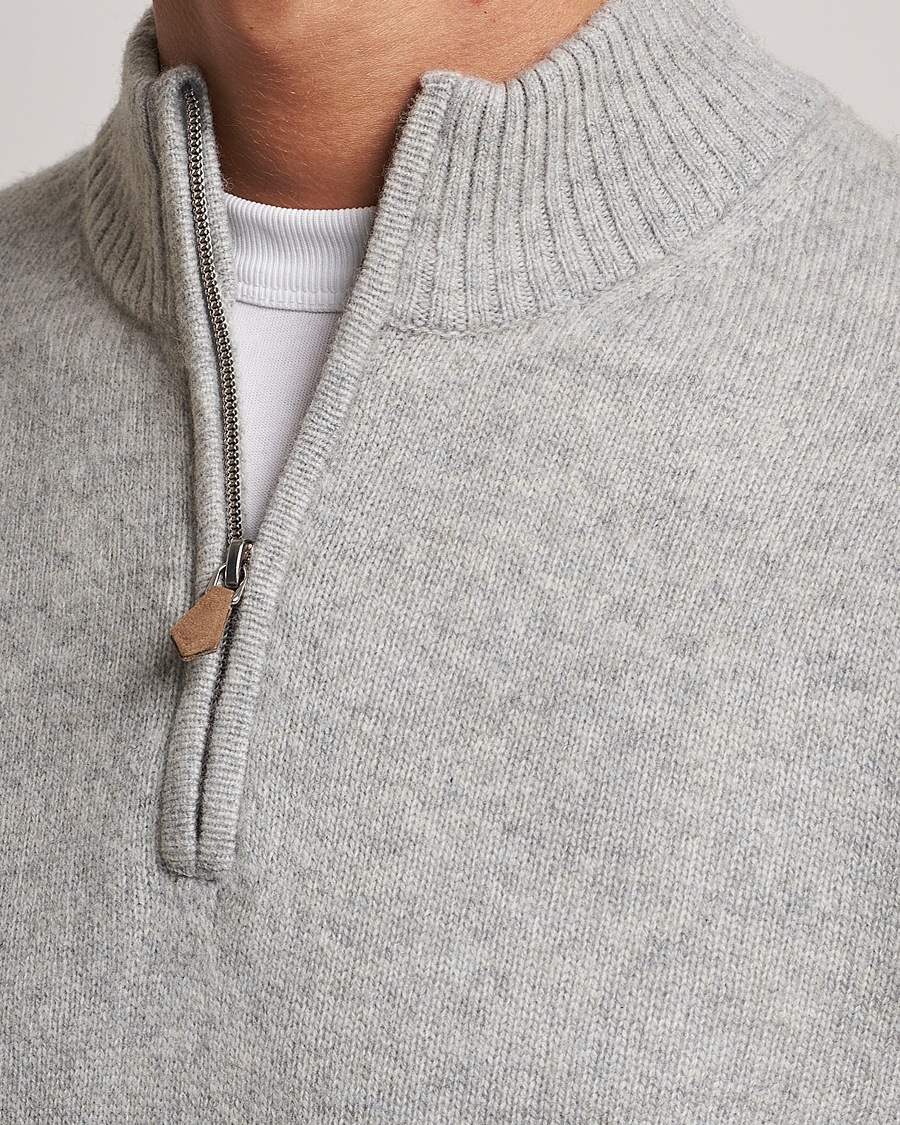Hombres | Jerséis y prendas de punto | Stenströms | Patterned Yak Merino Half-Zip Grey