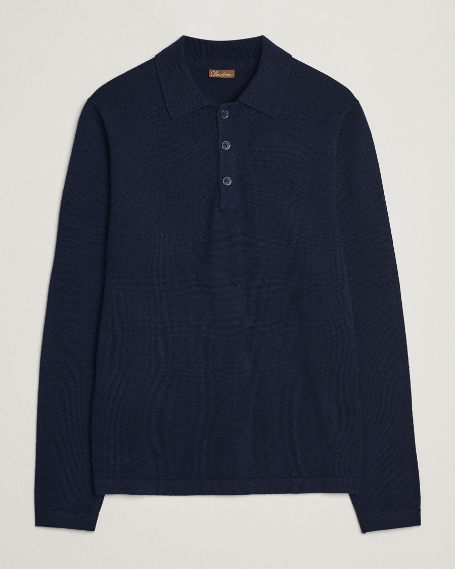 Hombres | Jerséis y prendas de punto | Stenströms | Cashmere Poloshirt Navy