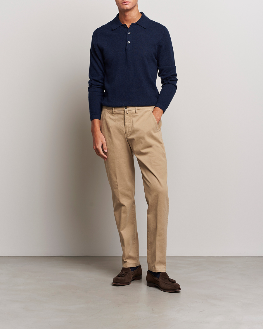 Hombres | Jerséis y prendas de punto | Stenströms | Cashmere Poloshirt Navy