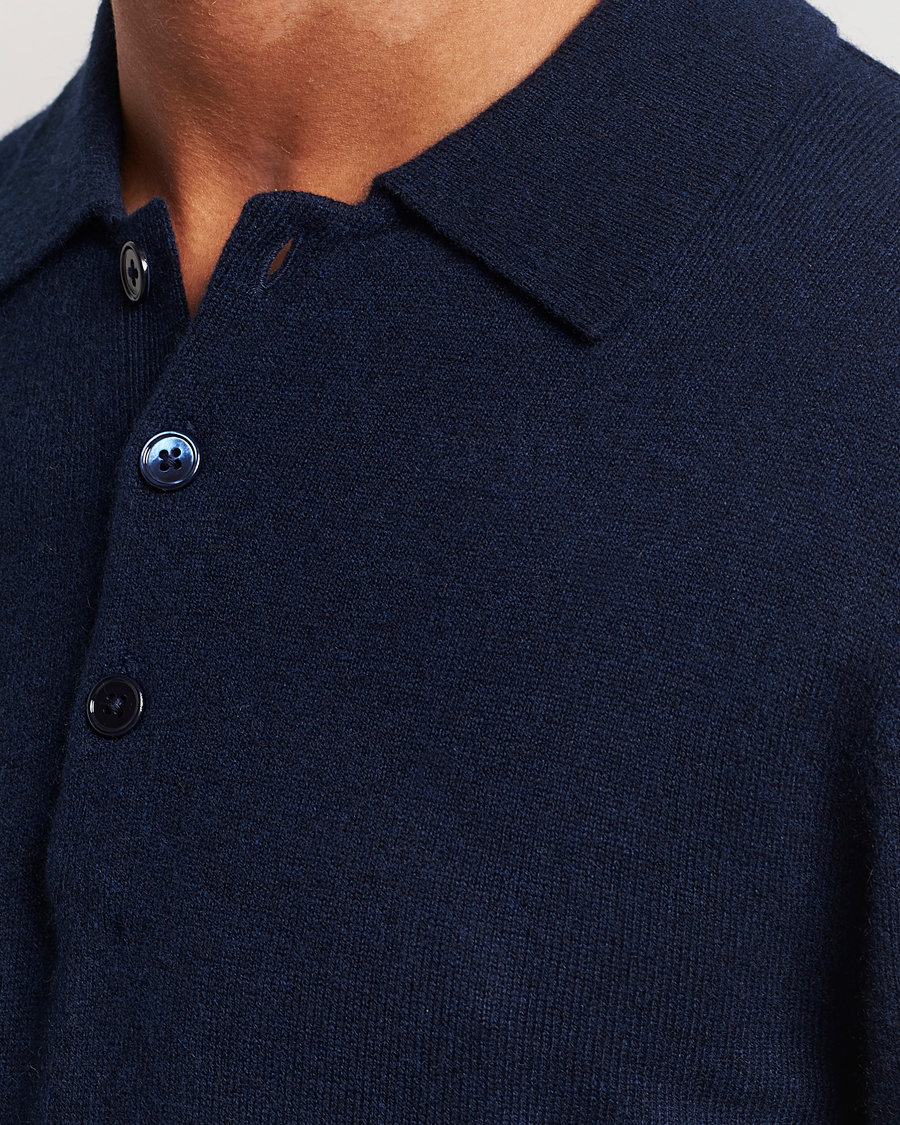 Hombres | Jerséis y prendas de punto | Stenströms | Cashmere Poloshirt Navy