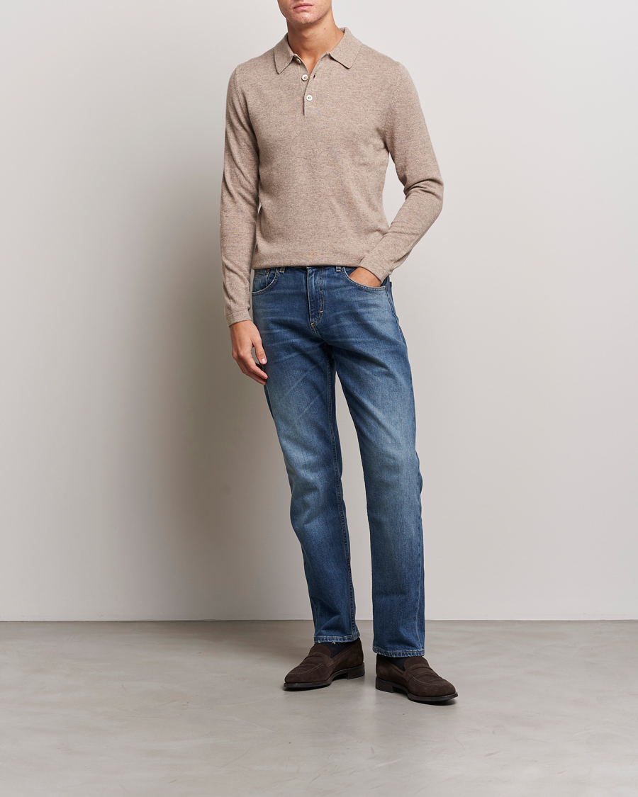 Hombres | Jerséis y prendas de punto | Stenströms | Cashmere Poloshirt Beige