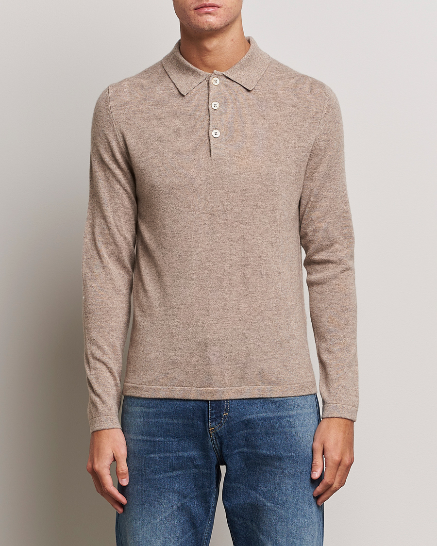 Hombres | Jerséis y prendas de punto | Stenströms | Cashmere Poloshirt Beige