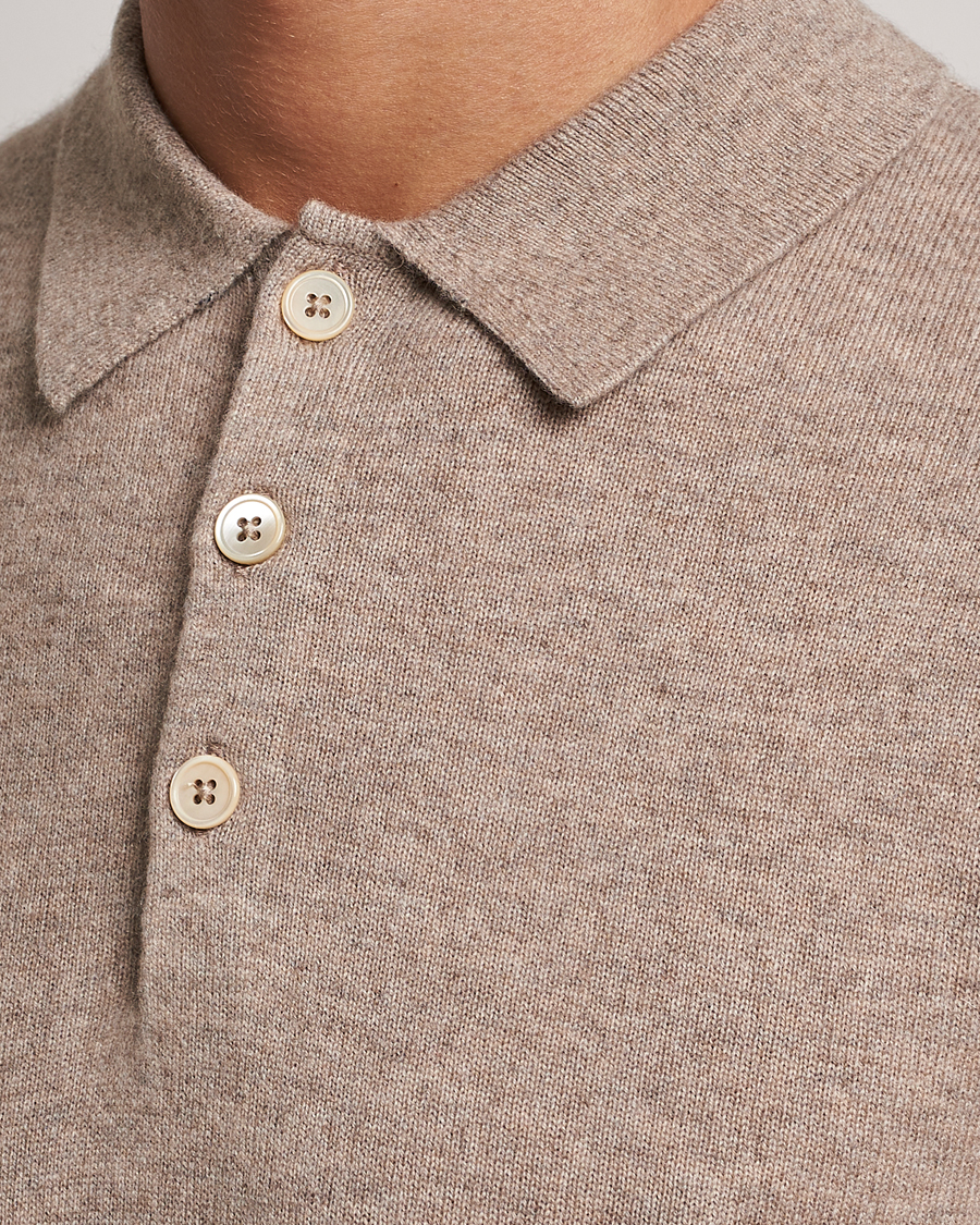 Hombres | Jerséis y prendas de punto | Stenströms | Cashmere Poloshirt Beige