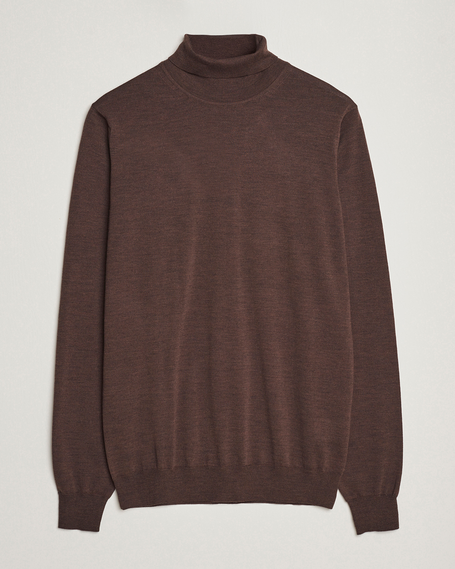 Hombres | Jerséis y prendas de punto | Stenströms | Fine Merino Rollneck Brown