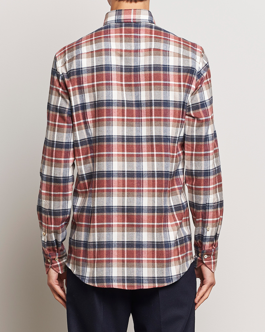 Hombres | Camisas | Stenströms | Slimline Checked Button Down Flannel Shirt Red