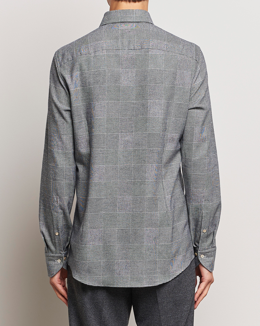 Hombres | Camisas | Stenströms | Slimline Prince of Wales Check Flannel Shirt Grey