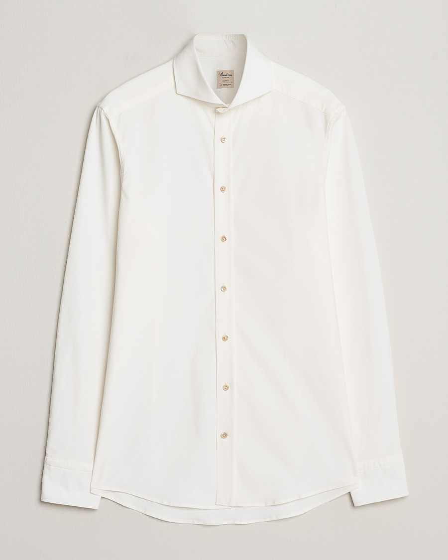 Hombres | Camisas | Stenströms | Slimline Cut Away Corduroy Shirt White