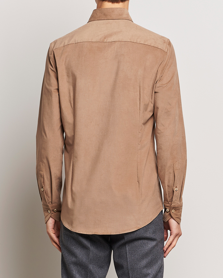 Hombres | Camisas | Stenströms | Slimline Cut Away Corduroy Shirt Camel