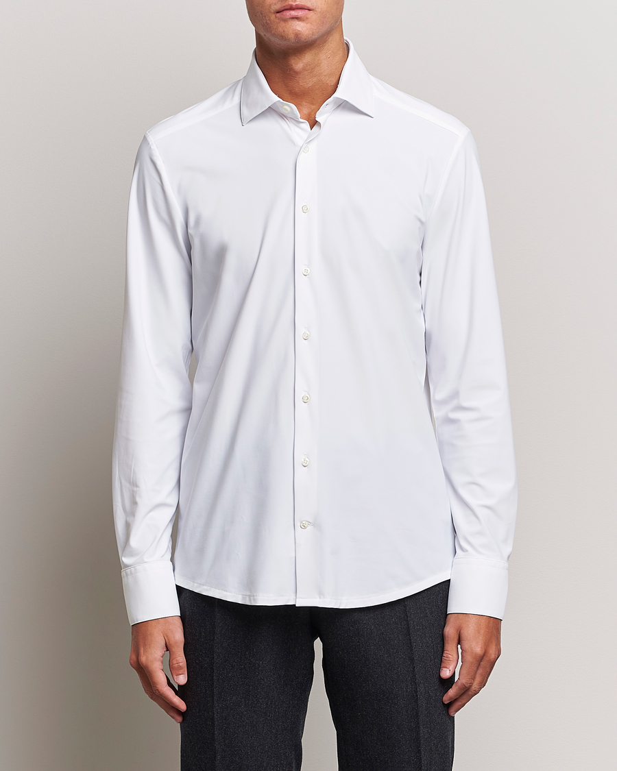 Hombres | Camisas casuales | Stenströms | Slimline Cut Away 4-Way Stretch Shirt White