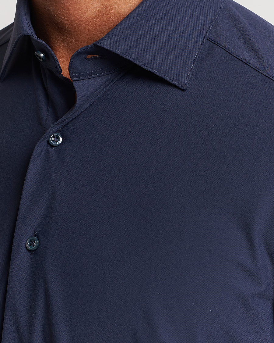 Hombres | Camisas | Stenströms | Slimline Cut Away 4-Way Stretch Shirt Navy
