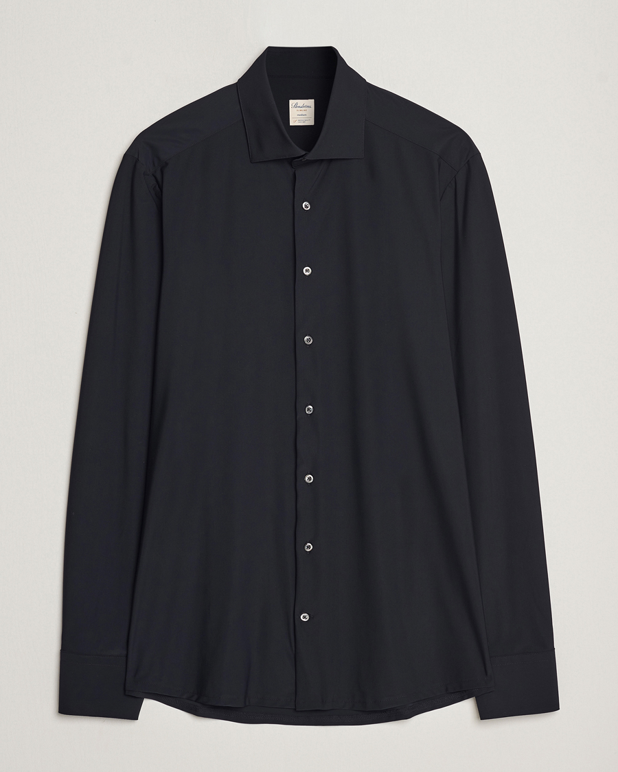 Hombres | Camisas | Stenströms | Slimline Cut Away 4-Way Stretch Shirt Black