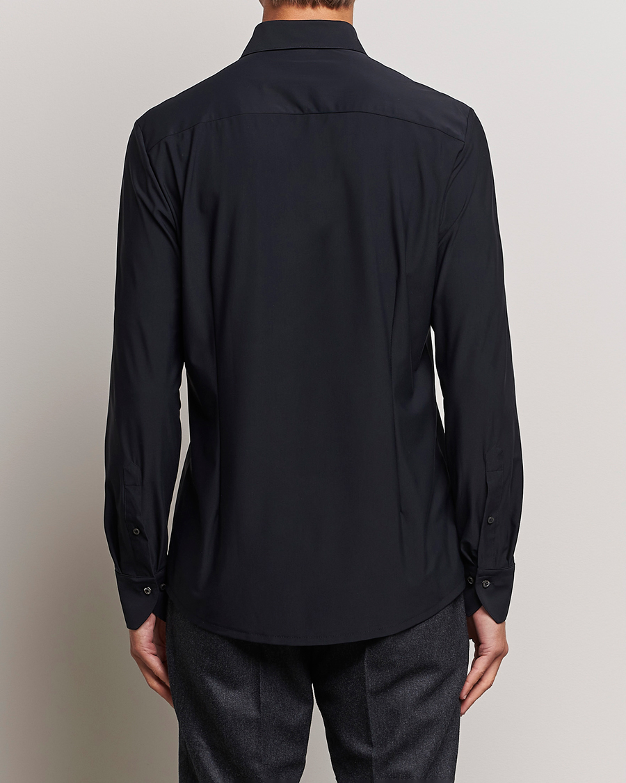Hombres | Camisas | Stenströms | Slimline Cut Away 4-Way Stretch Shirt Black