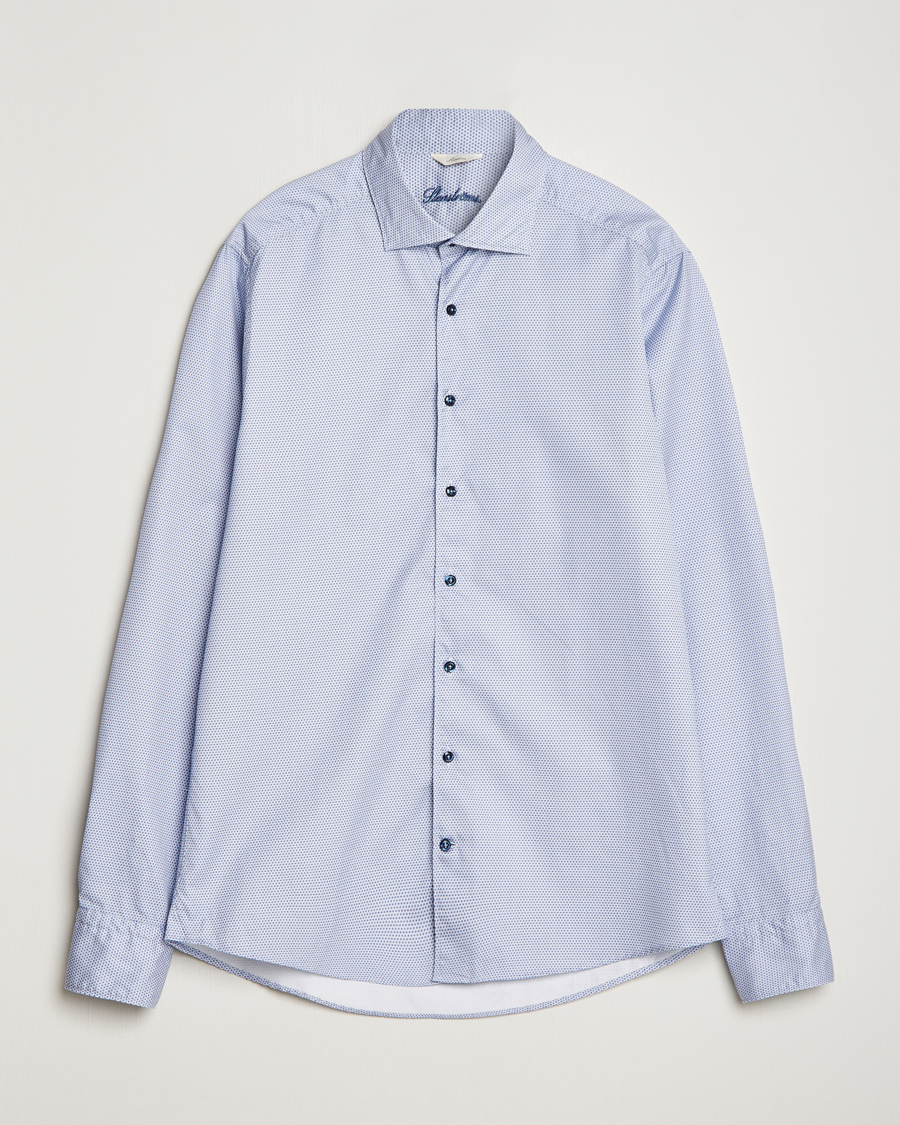 Hombres | Camisas | Stenströms | Slimline Micro Print Cut Away Shirt Blue