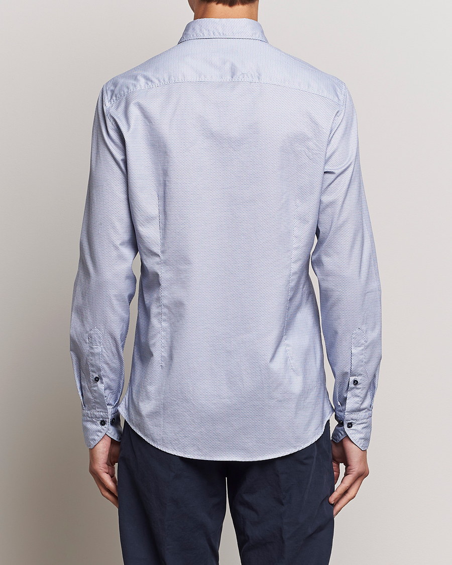 Hombres | Camisas | Stenströms | Slimline Micro Print Cut Away Shirt Blue