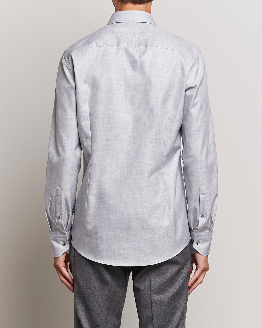 Hombres | Camisas | Stenströms | Slimline Two Fold Melange Cut Away Shirt Grey