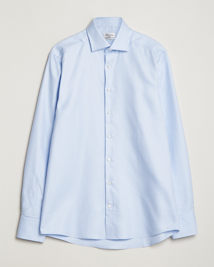 Hombres | Camisas | Stenströms | Slimline Micro Structure Cut Away Shirt Light Blue