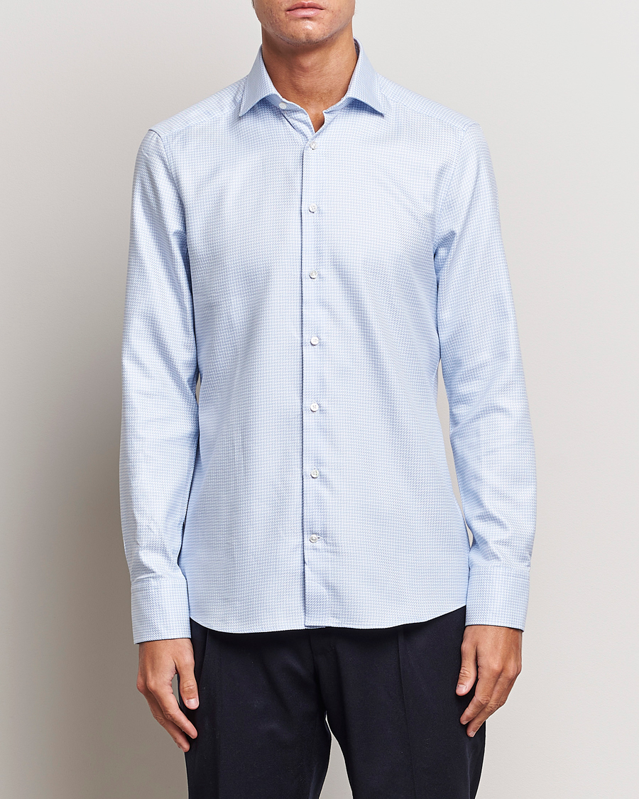 Hombres | Camisas | Stenströms | Slimline Micro Structure Cut Away Shirt Light Blue