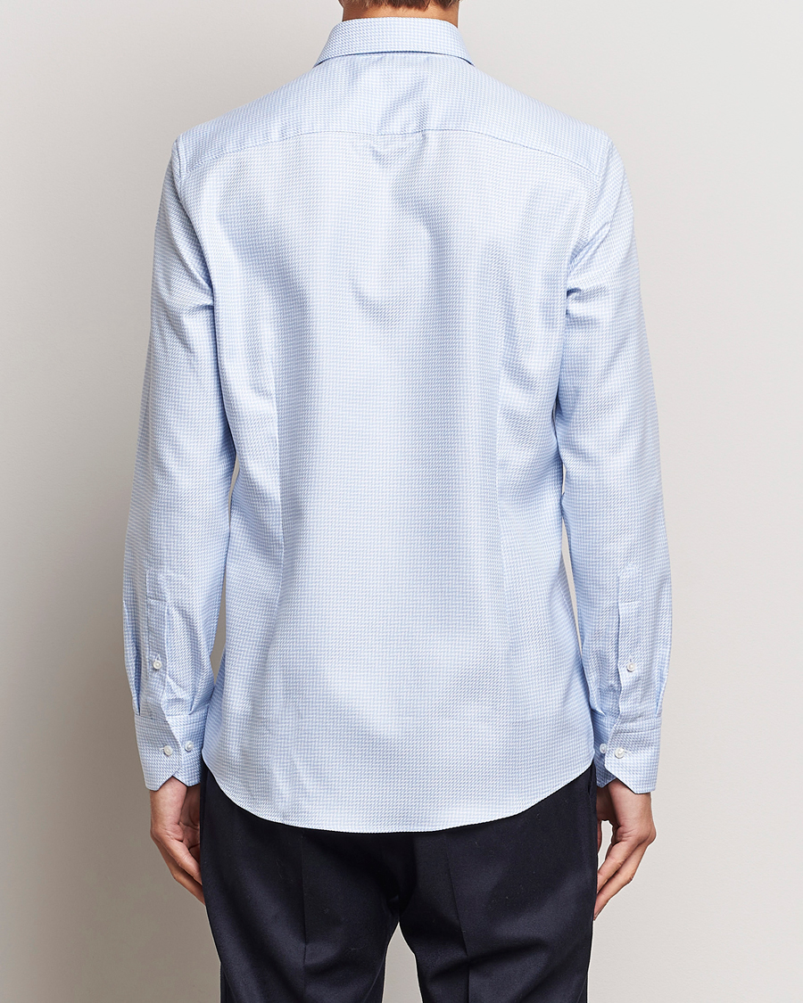 Hombres | Camisas | Stenströms | Slimline Micro Structure Cut Away Shirt Light Blue