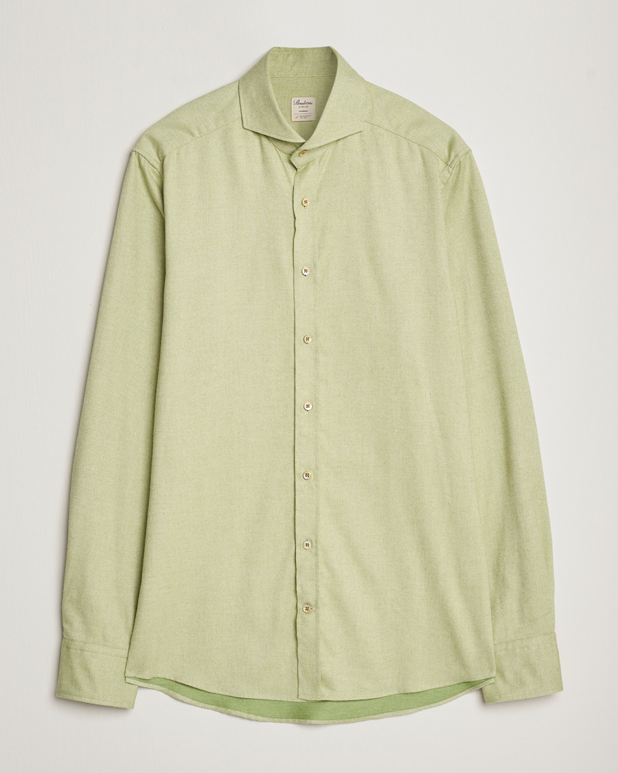 Hombres | Camisas | Stenströms | Slimline Flannel Shirt Green
