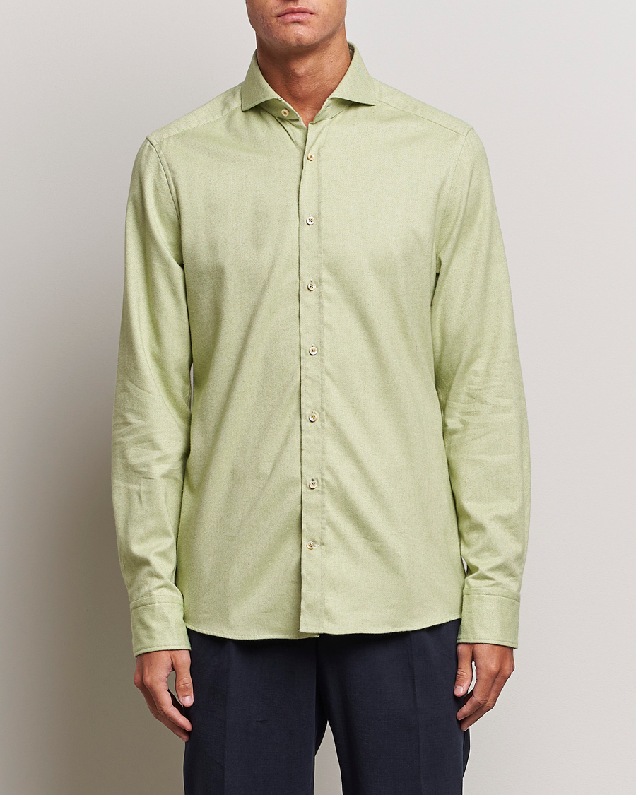 Hombres | Camisas | Stenströms | Slimline Flannel Shirt Green