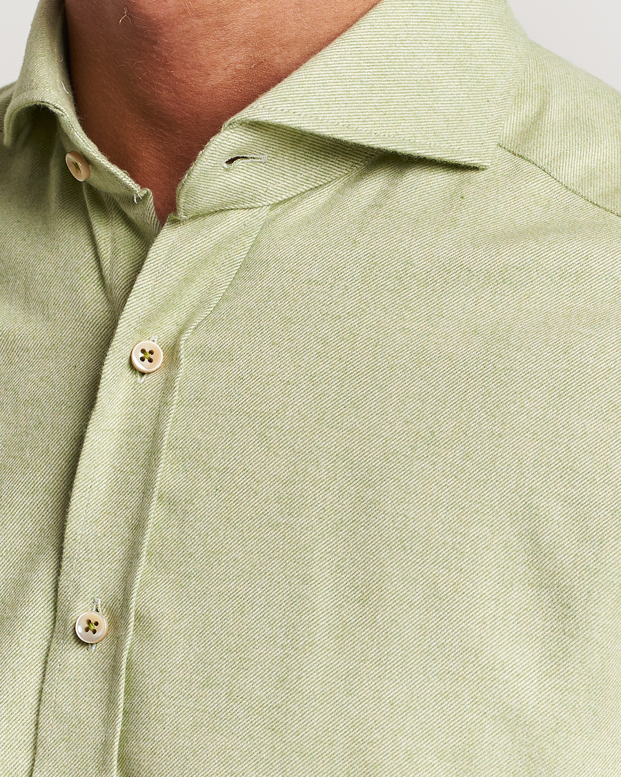 Hombres | Camisas | Stenströms | Slimline Flannel Shirt Green