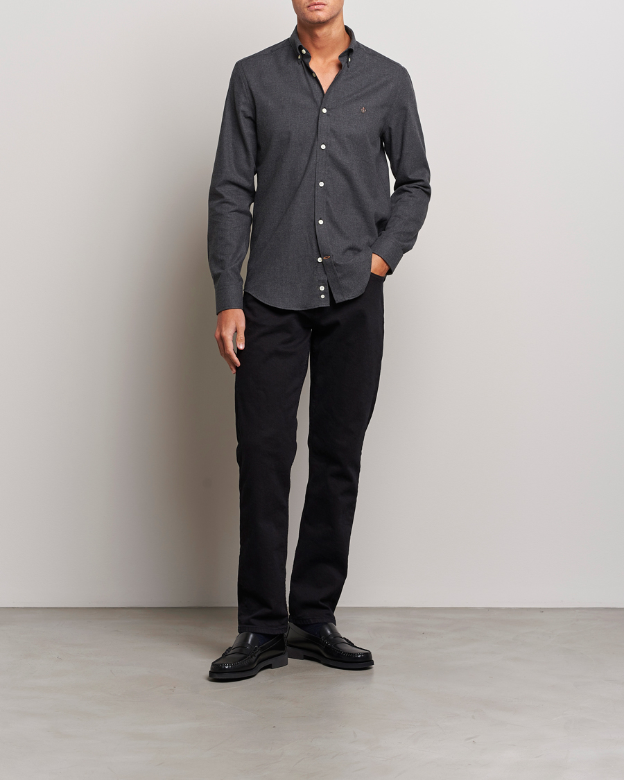 Hombres | Camisas | Morris | Watts Flanell Shirt Dark Grey