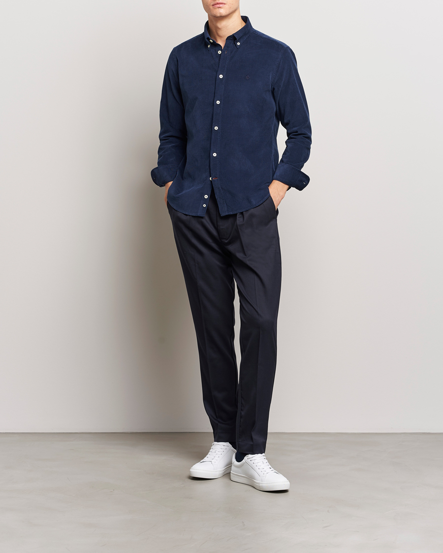 Hombres | Camisas | Morris | Douglas Corduroy Shirt Blue