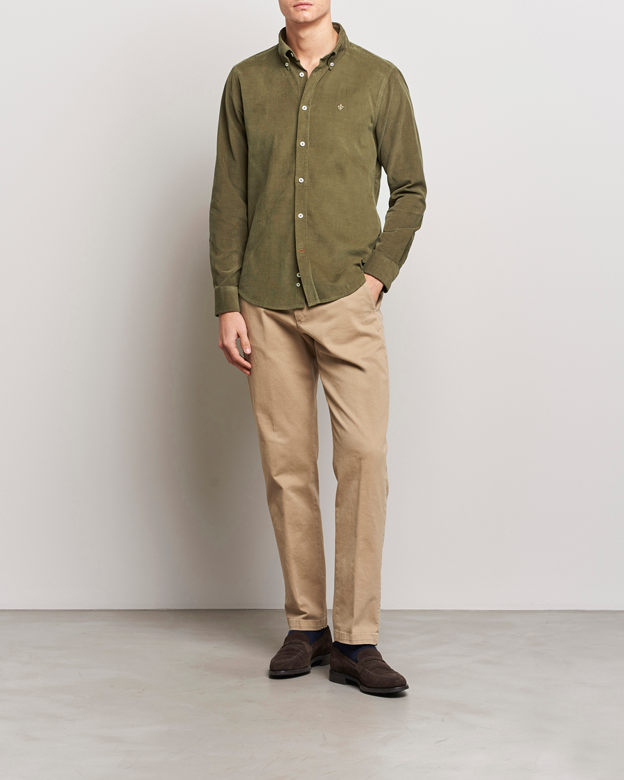 Hombres | Camisas | Morris | Douglas Corduroy Shirt Olive