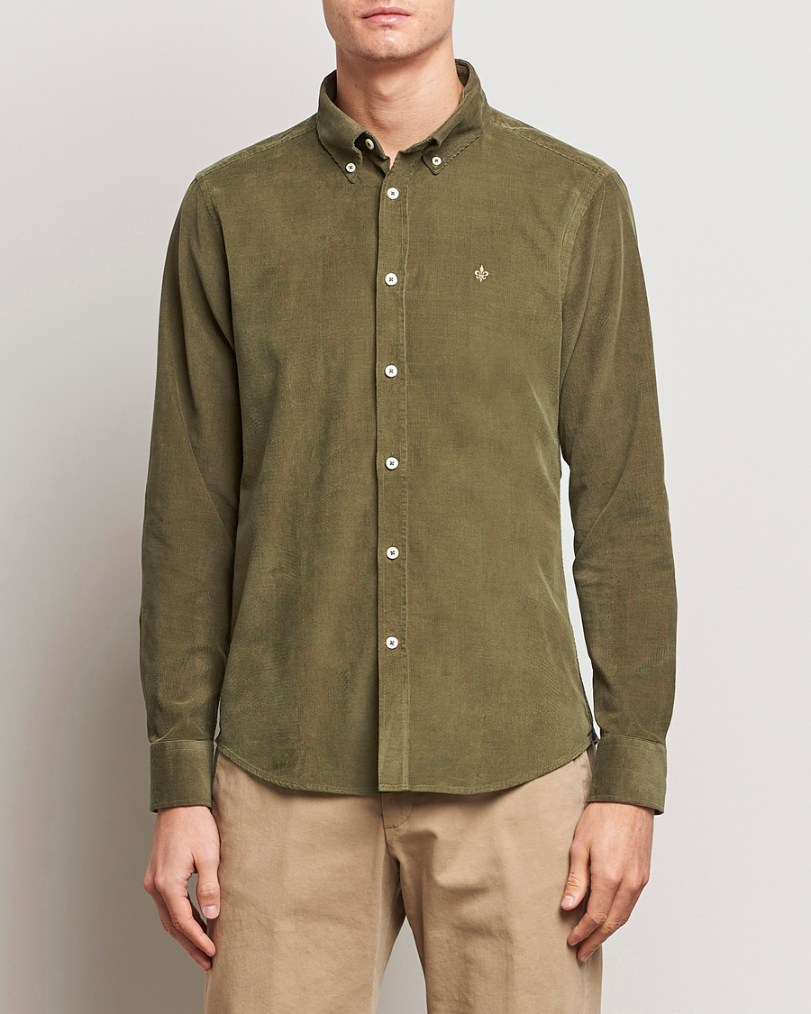 Hombres | Camisas | Morris | Douglas Corduroy Shirt Olive