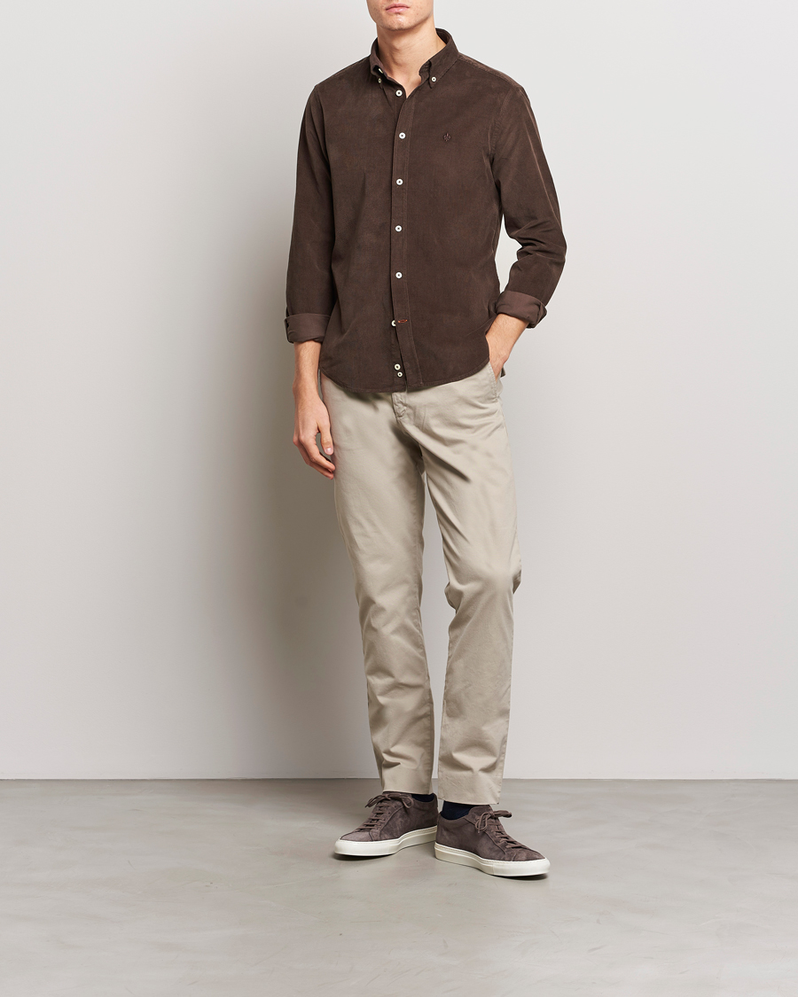 Hombres | Camisas | Morris | Douglas Corduroy Shirt Brown