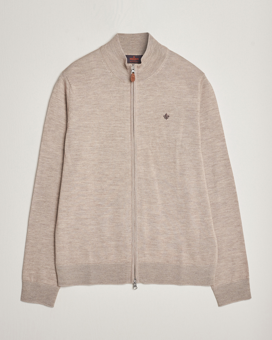 Hombres | Jerséis y prendas de punto | Morris | Merino Zip Cardigan Khaki