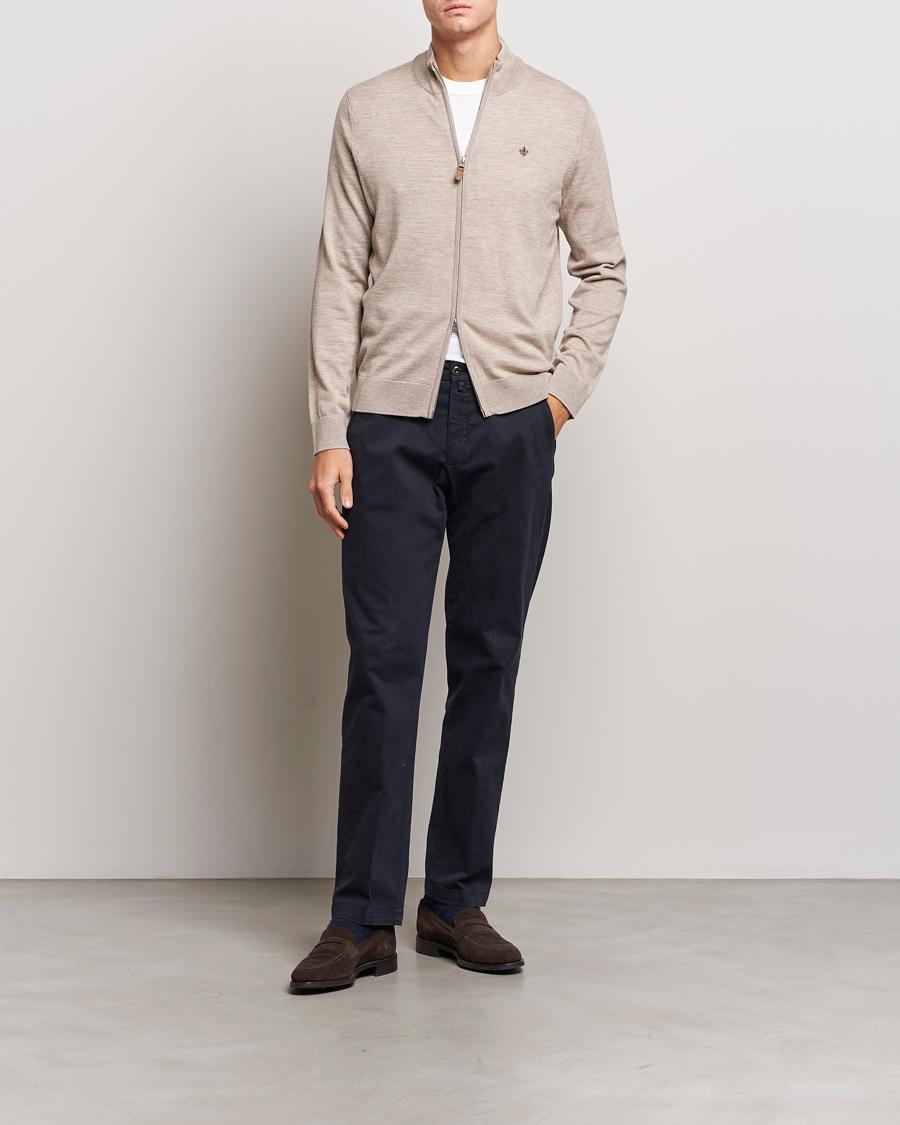 Hombres | Jerséis y prendas de punto | Morris | Merino Zip Cardigan Khaki