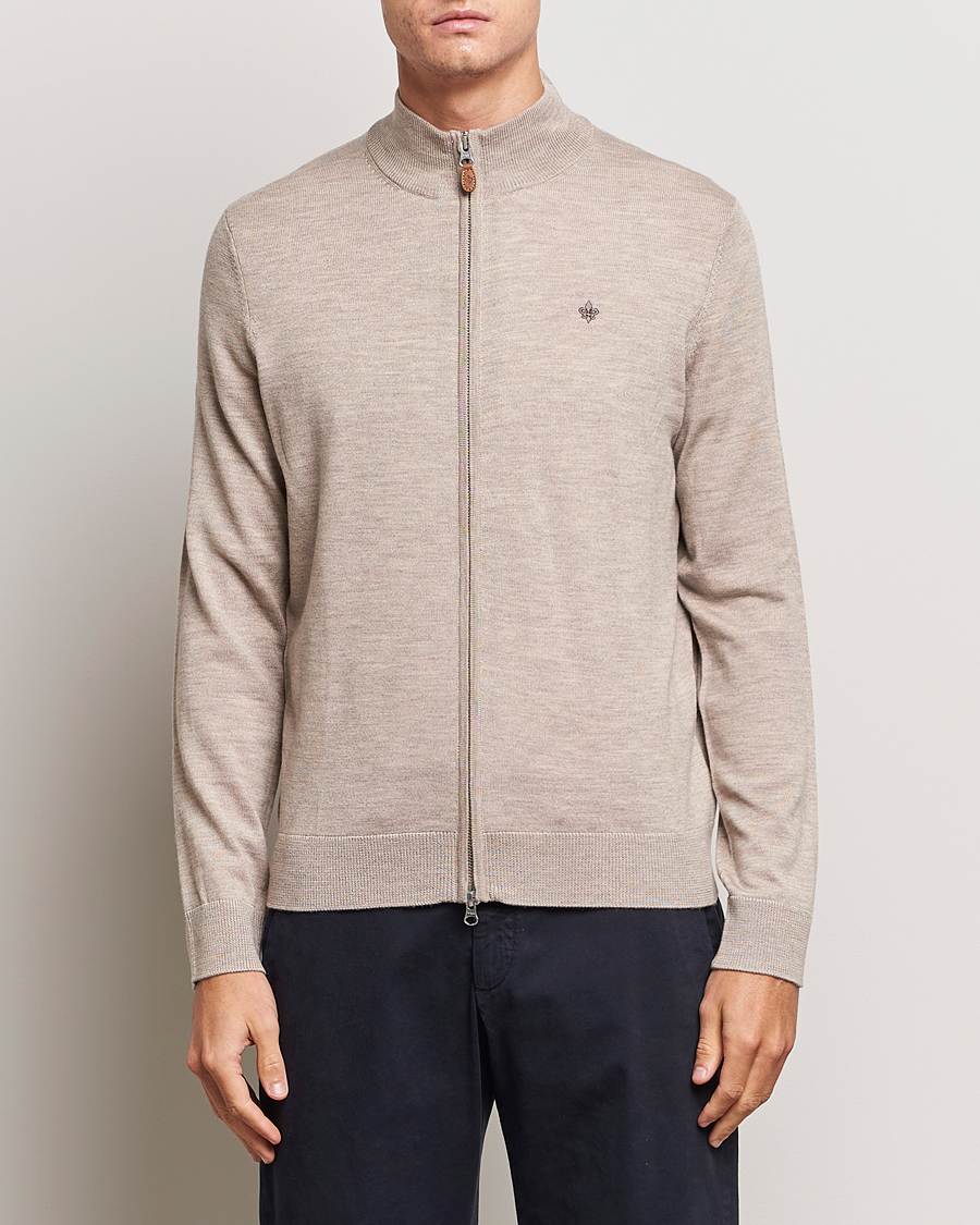 Hombres | Jerséis y prendas de punto | Morris | Merino Zip Cardigan Khaki