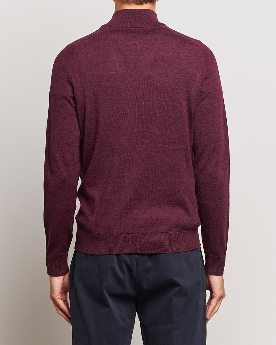 Hombres | Jerséis y prendas de punto | Morris | John Merino Half Zip Wine Red