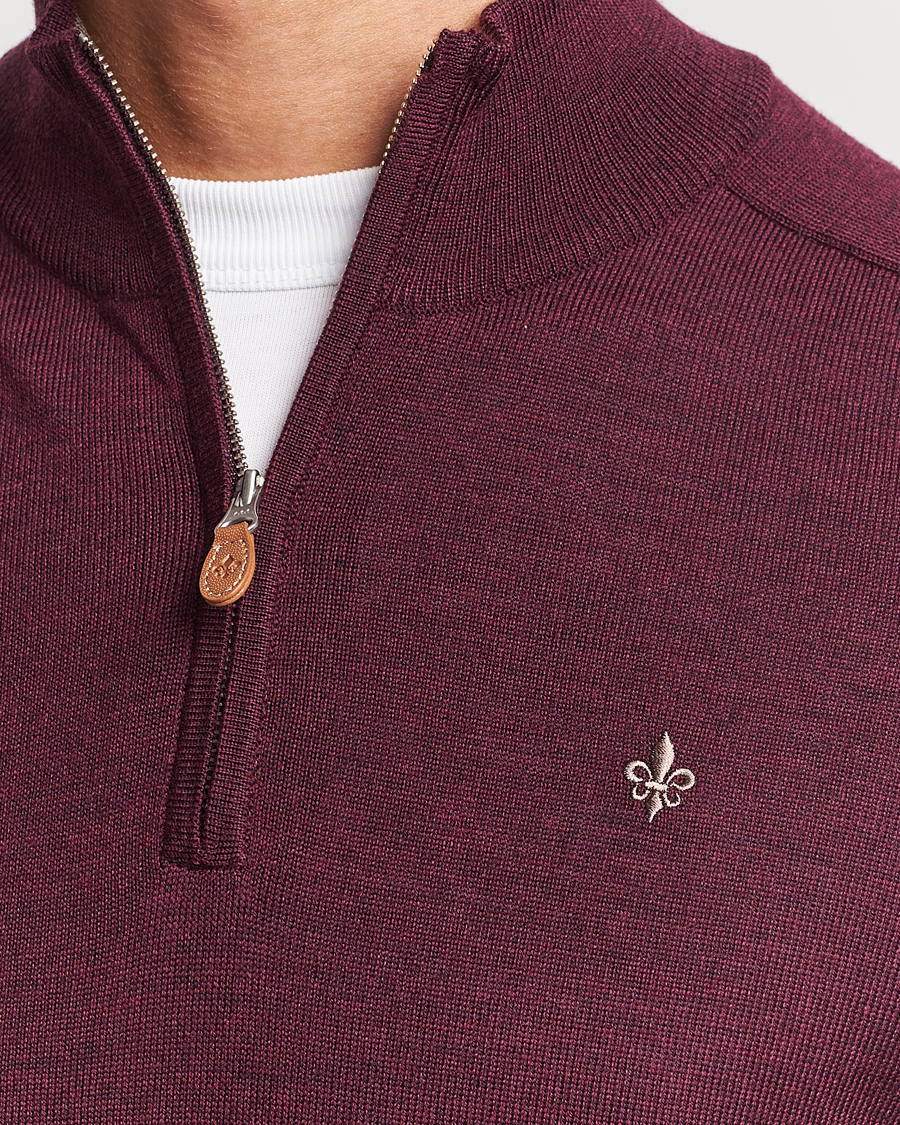 Hombres | Jerséis y prendas de punto | Morris | John Merino Half Zip Wine Red