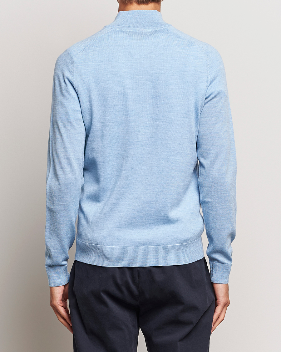 Hombres | Jerséis y prendas de punto | Morris | John Merino Half Zip Light Blue