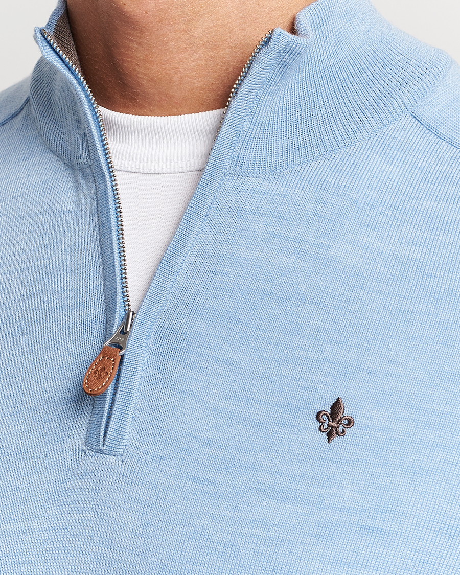 Hombres | Jerséis y prendas de punto | Morris | John Merino Half Zip Light Blue