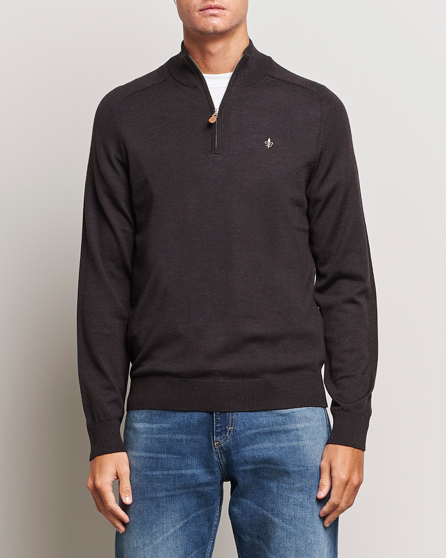 Hombres | Jerséis y prendas de punto | Morris | John Merino Half Zip Brown