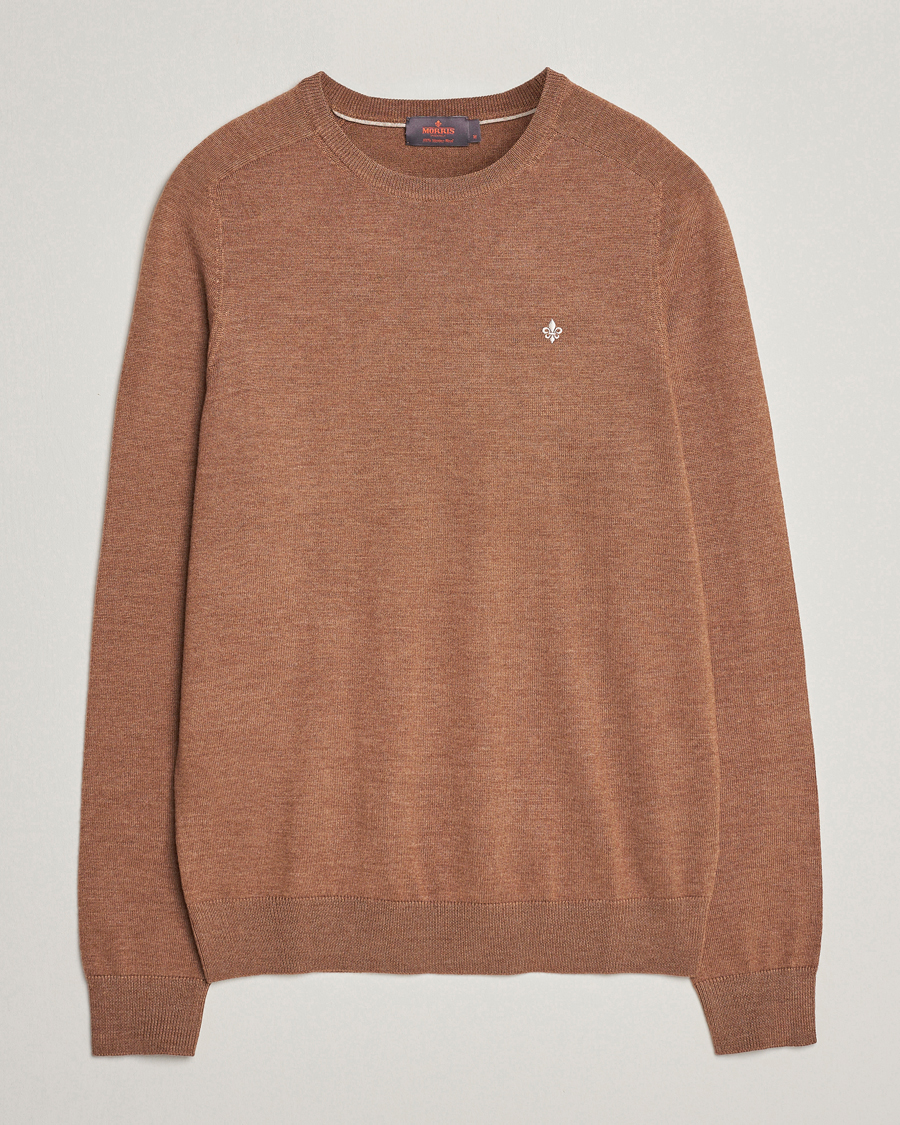 Hombres | Jerséis y prendas de punto | Morris | Merino Crew Neck Pullover Camel