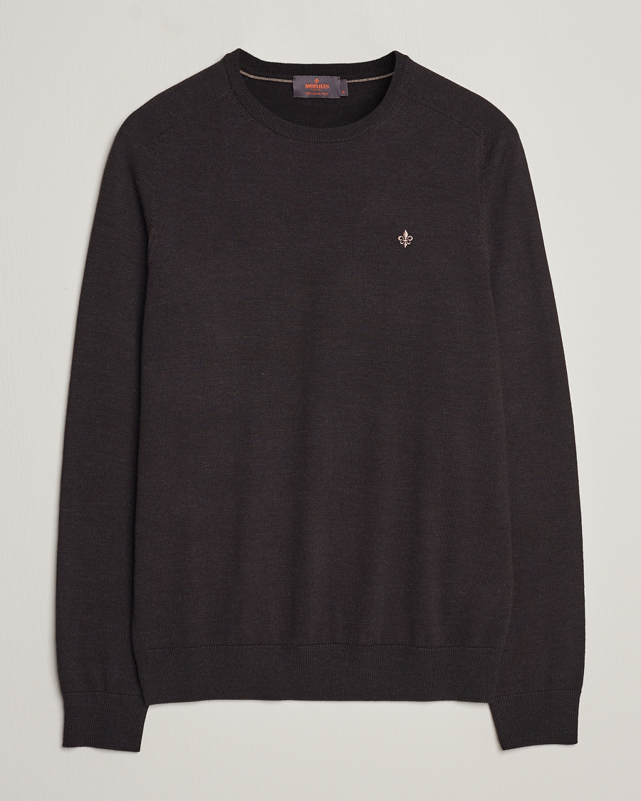 Hombres | Jerséis y prendas de punto | Morris | Merino Crew Neck Pullover Brown
