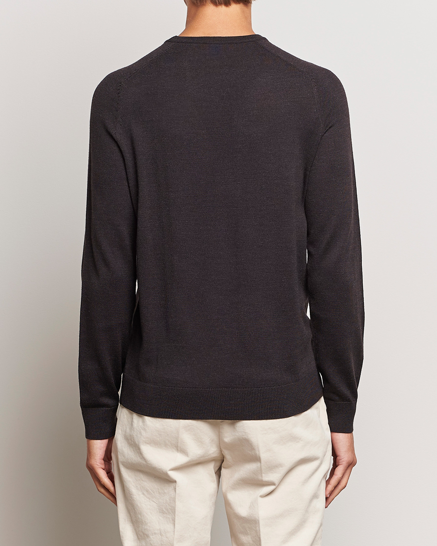 Hombres | Jerséis y prendas de punto | Morris | Merino Crew Neck Pullover Brown