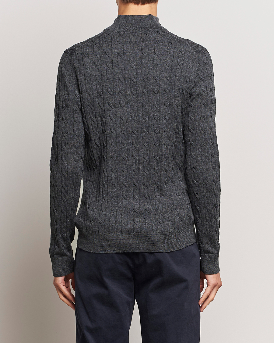 Hombres | Jerséis y prendas de punto | Morris | Merino Cable Half Zip Grey