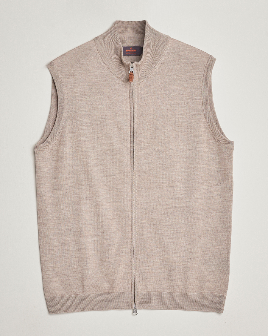 Hombres | Jerséis y prendas de punto | Morris | Merino Zip Vest Khaki