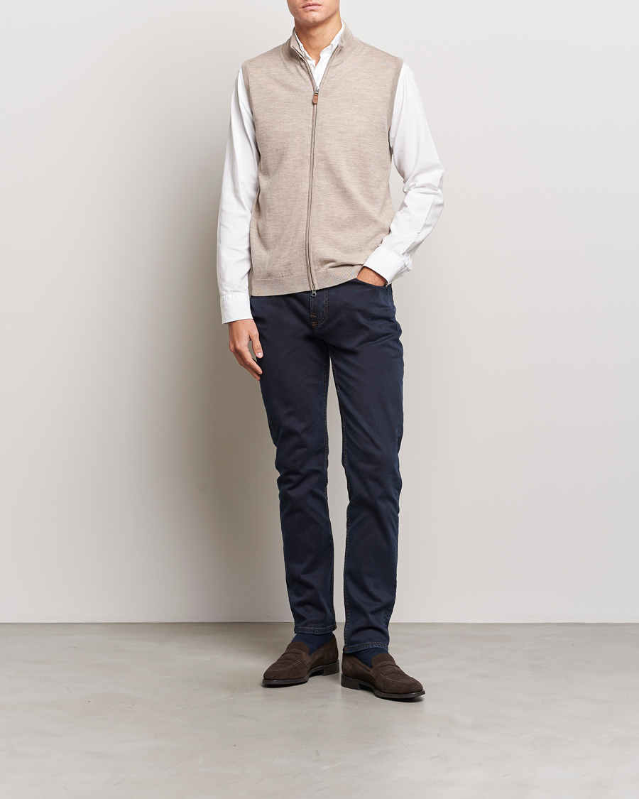 Hombres | Jerséis y prendas de punto | Morris | Merino Zip Vest Khaki
