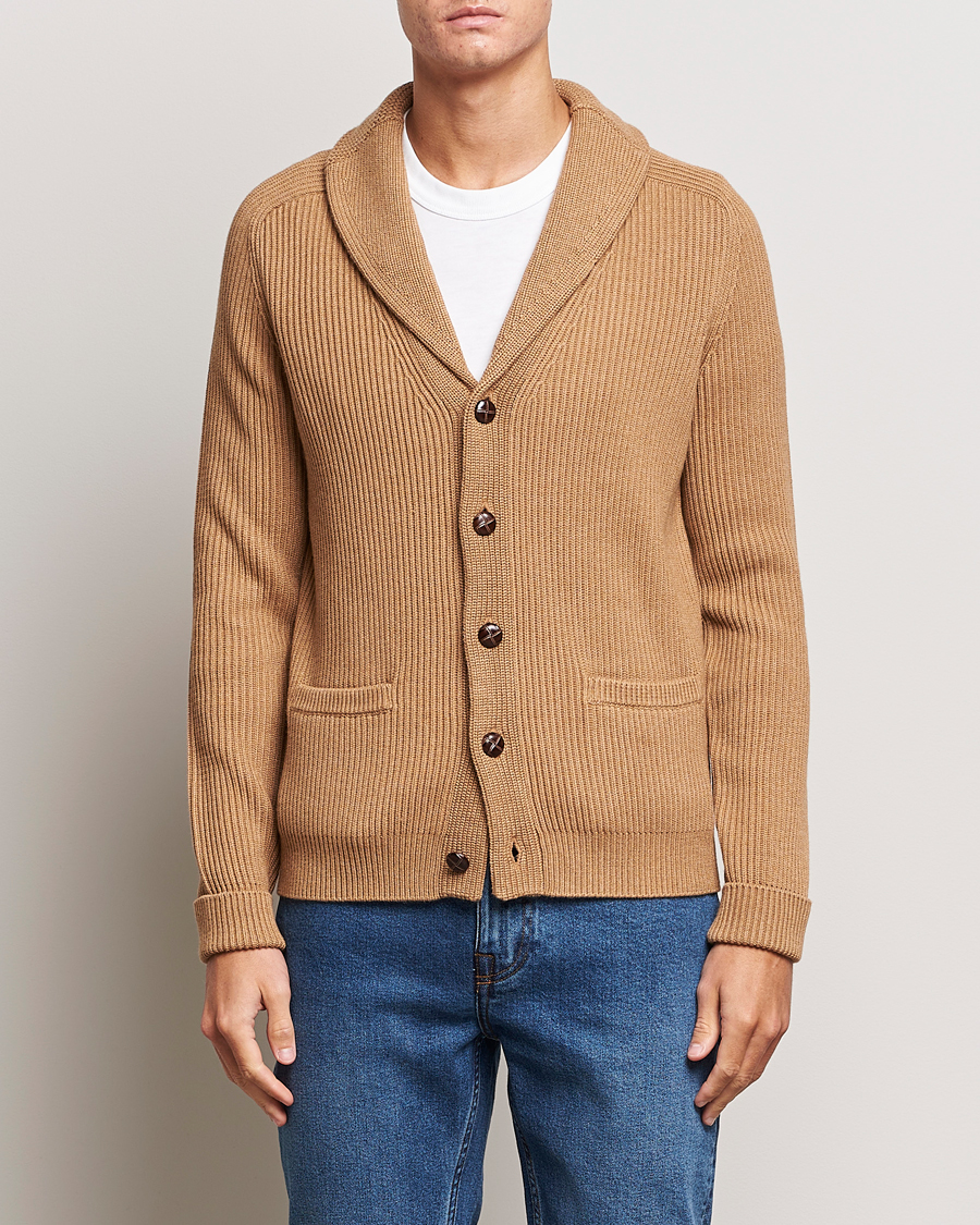 Hombres | Jerséis y prendas de punto | Morris | Brayden Shawl Cardigan Camel