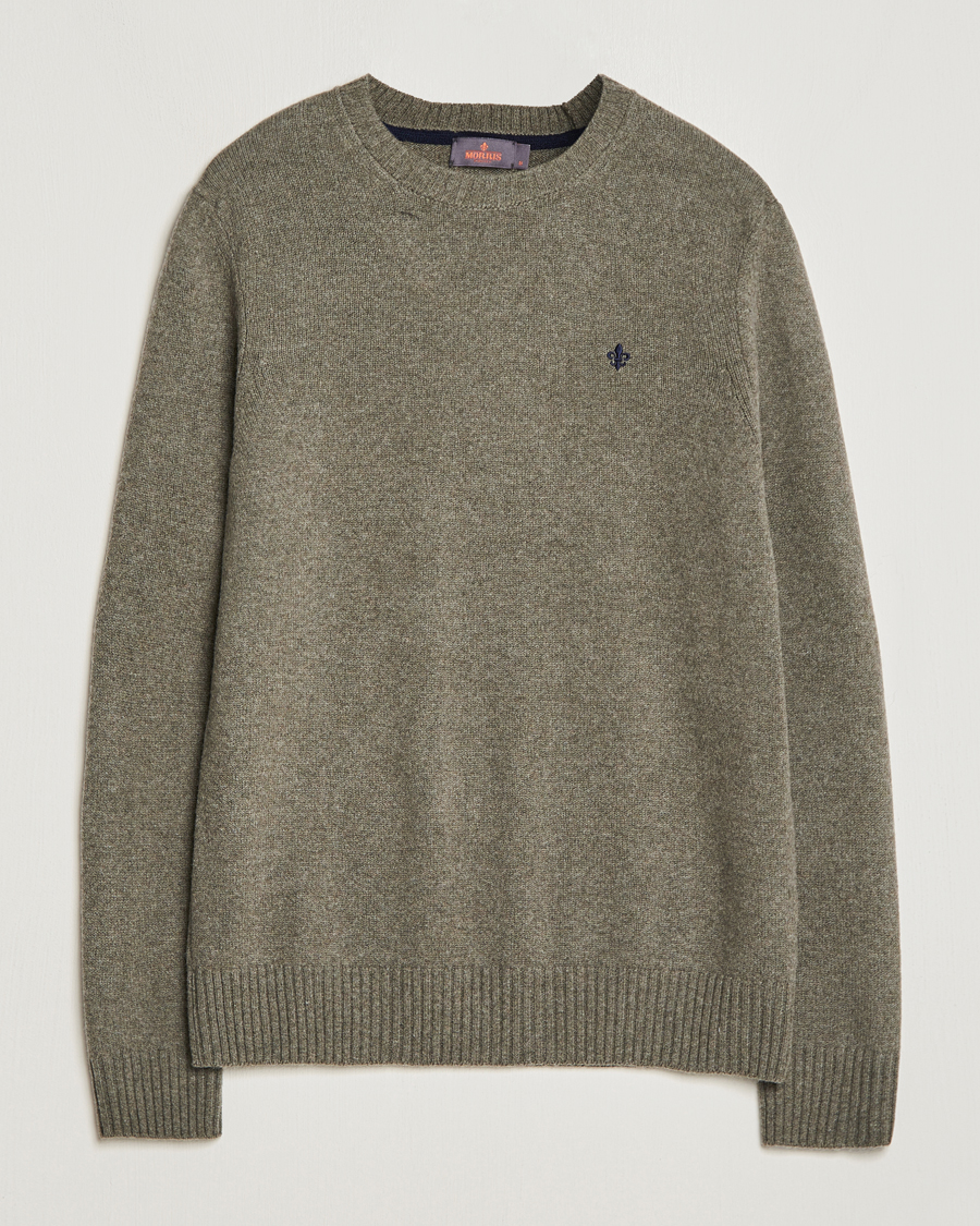 Hombres | Jerséis y prendas de punto | Morris | Newton Crew Neck Olive