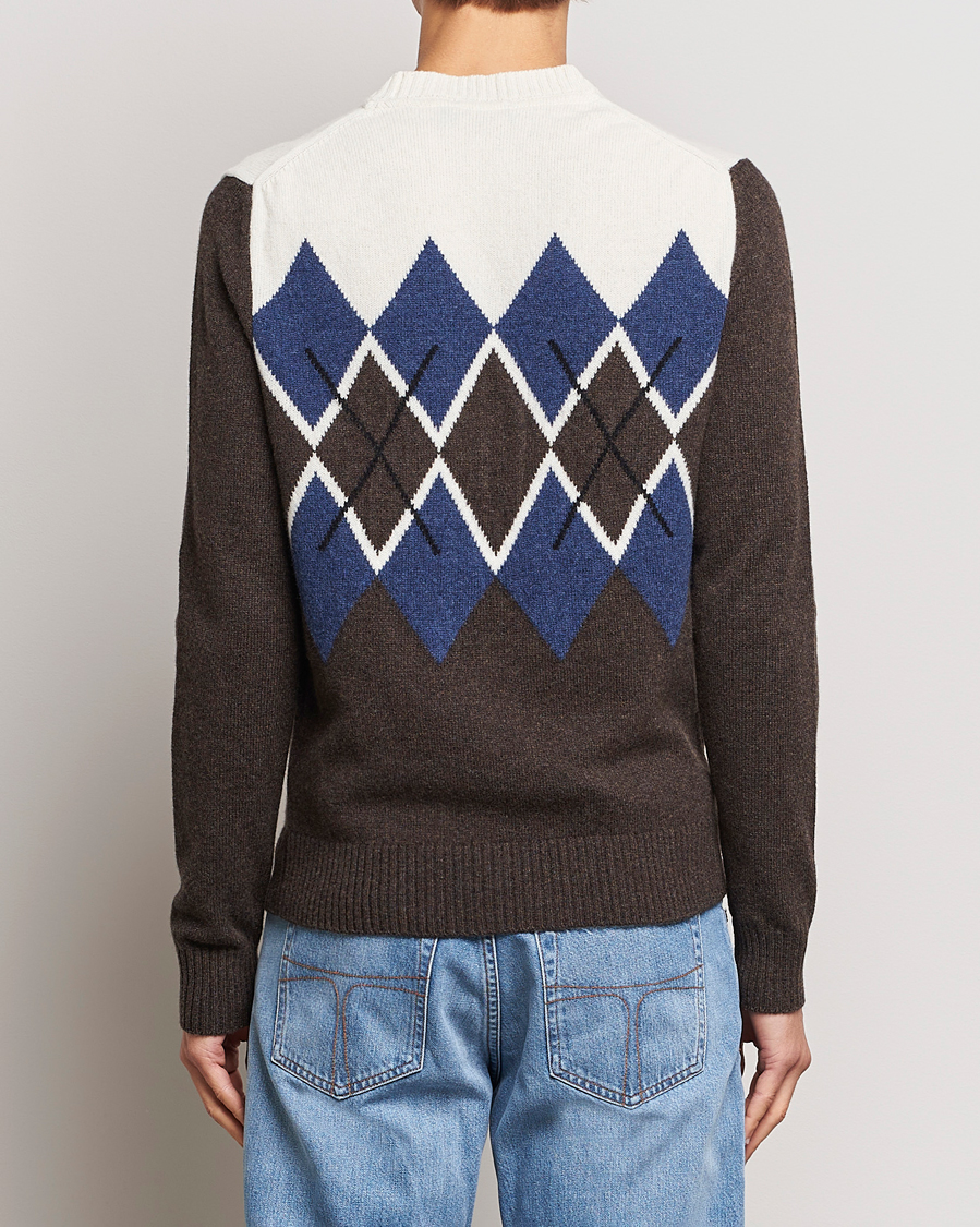 Hombres | Jerséis y prendas de punto | Morris | Ayle Argyle Crew Neck Brown