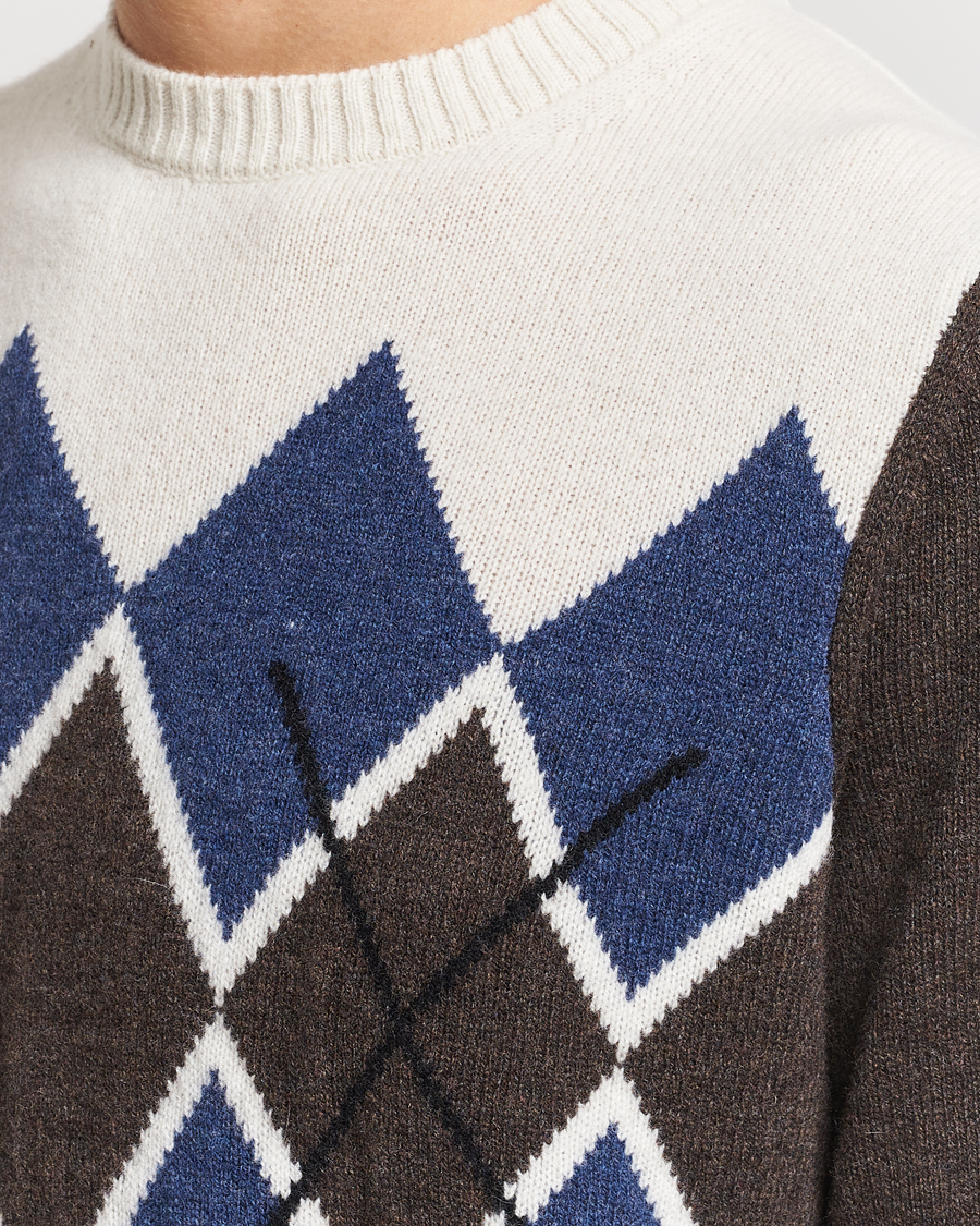 Hombres | Jerséis y prendas de punto | Morris | Ayle Argyle Crew Neck Brown